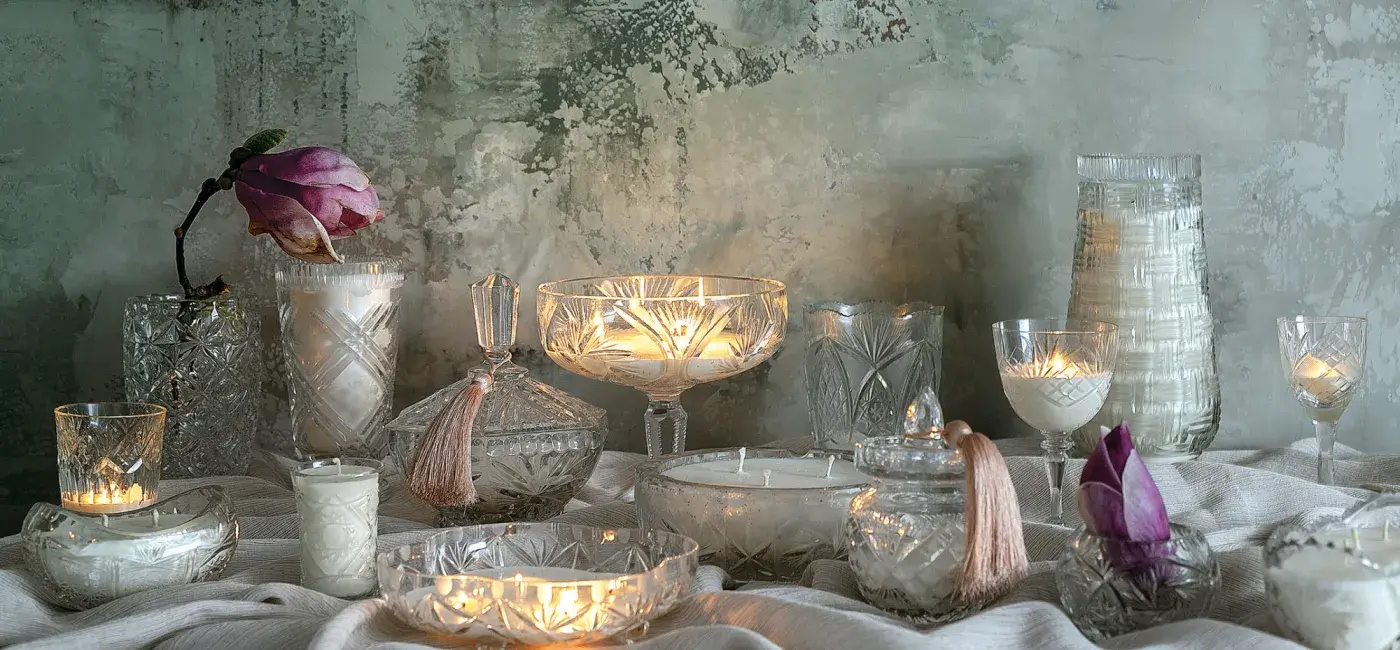 świece w kryształach
