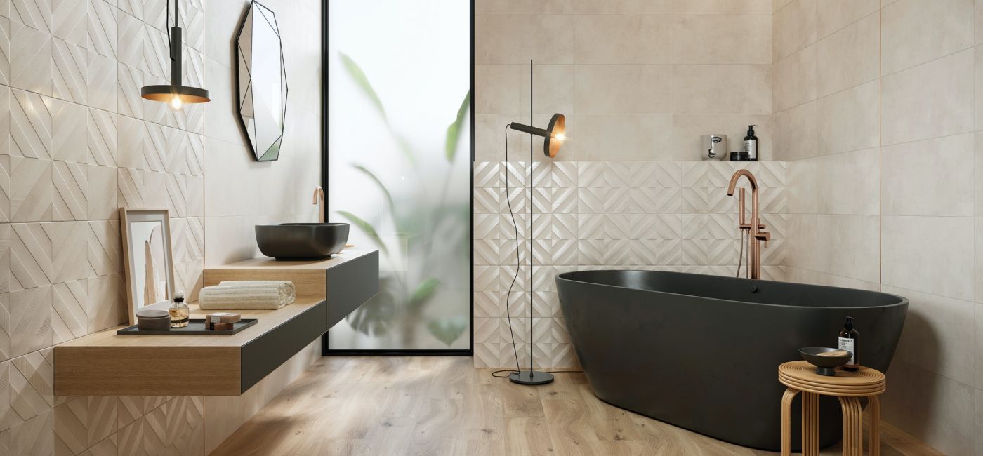 czarna wanna w łazience