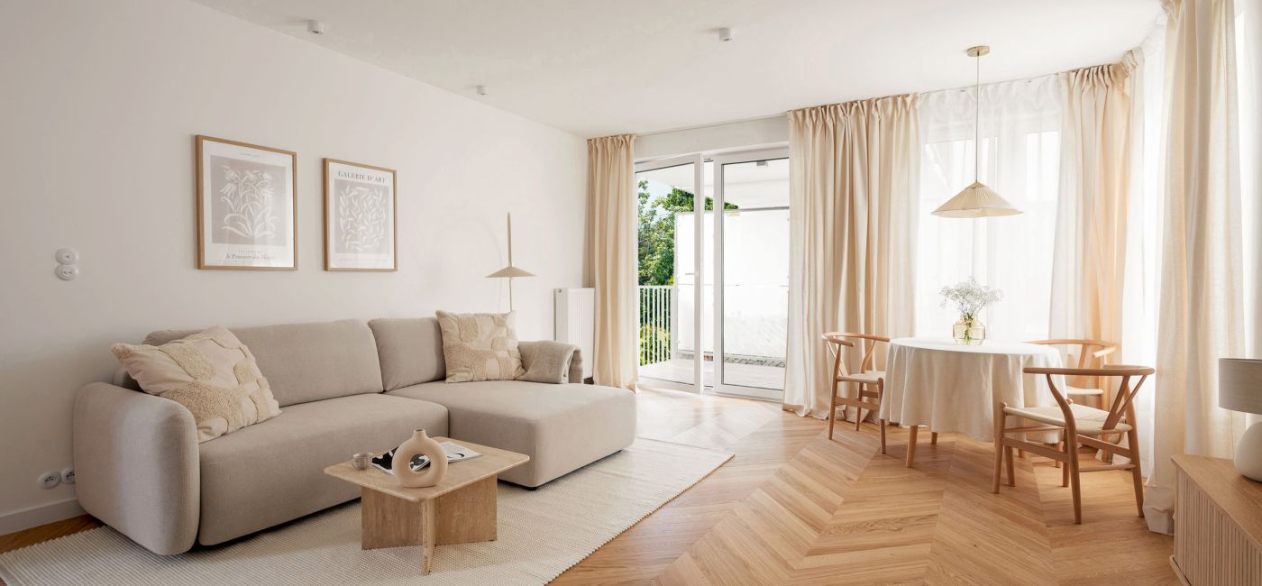 przytulne mieszkanie w odcieniach beżów