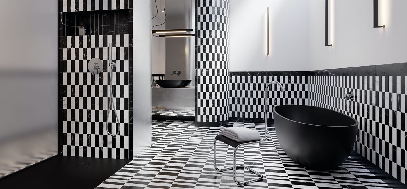 łazienka w stylu maximalist bauhaus