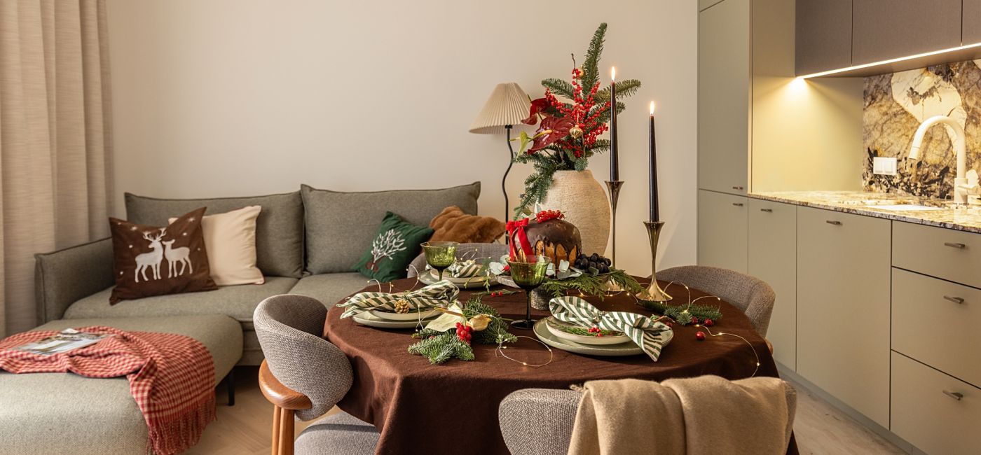 nowoczesne mieszkanie w świątecznej aranżacji