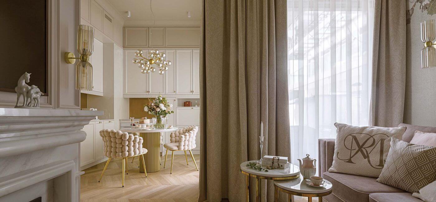 Kobieca kawalerka 27 m2 w stylu modern classic