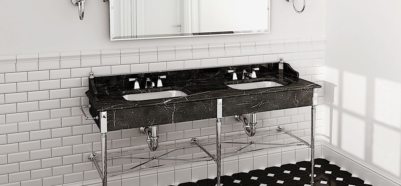 Podwójna konsola z czarnego marmuru Marquina, DEVON DEVON