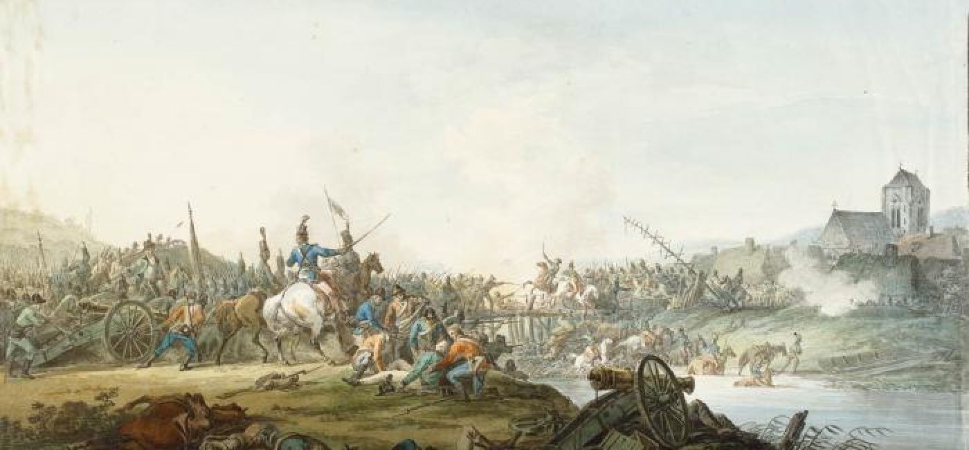 Aleksander Orłowski Bitwa wojska kościuszkowskiego z rosyjskim o przeprawę na rzece , 1801 r., Muzeum Narodowe w Warszawie