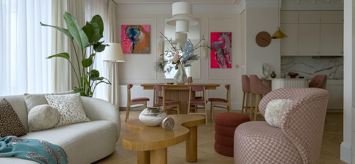 ciepłe i eleganckie wnętrza z ryflowanymi meblami