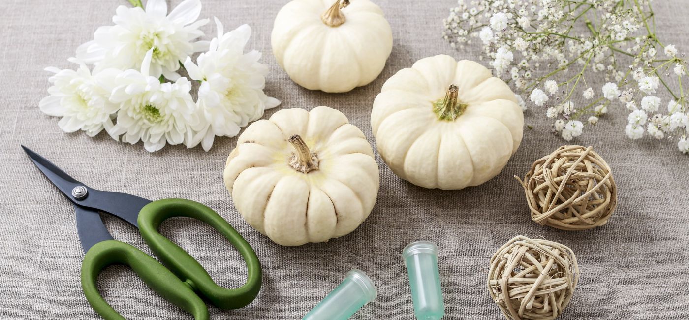 dekoracja z białej dyni krok po kroku