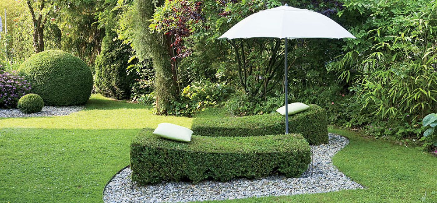 Gęste krzewy uformowane tak, że spokojnie można się na nich położyć.