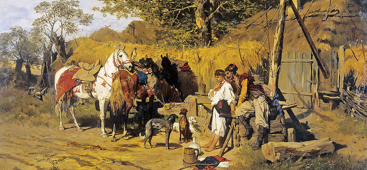 Józef Brandt Zaloty. Kozak z dziewczyną przy studni , 1875 r.