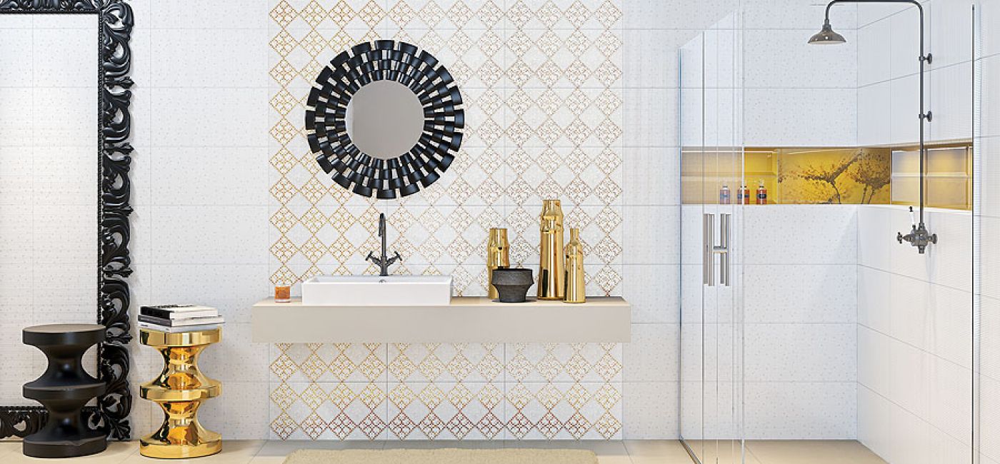 Łazienka złotem zdobiona