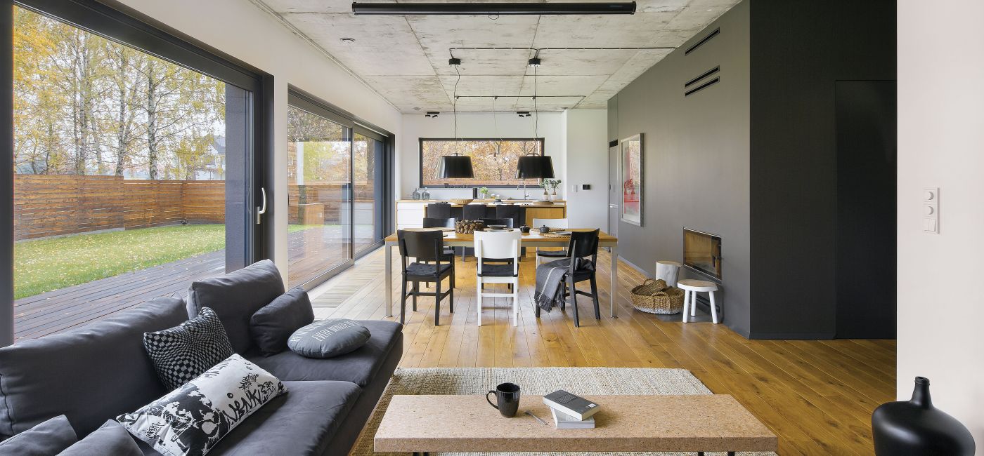 nowoczesny salon z kuchnią