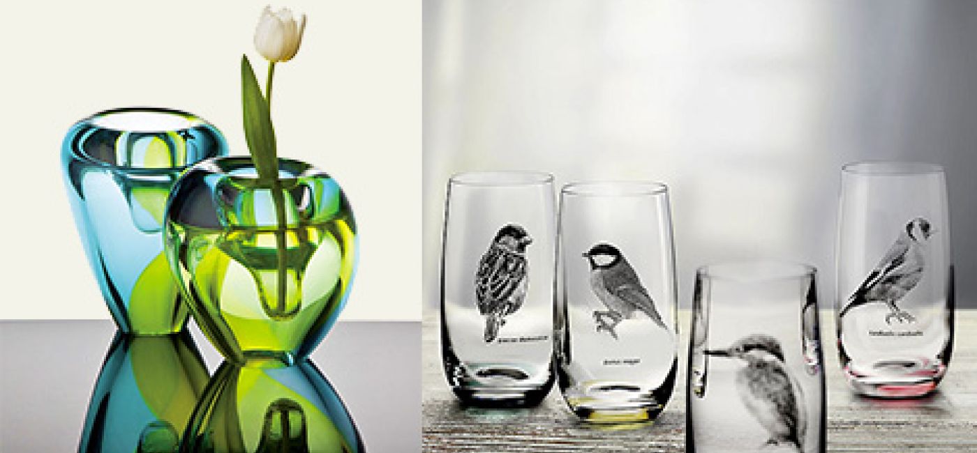 Projekt wazonu z zielononiebieskiego szkła. To trudne połączenie kolorów, niełatwo też zrobić lejek, do którego