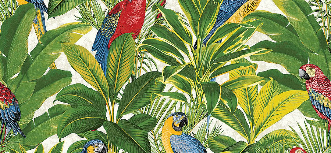Tapeta Grandeco Ideco Home Exotic Parrots, 8 funtów/rolka, cutpricewallpaper.co.uk