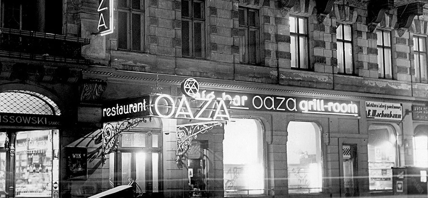 Warszawska restauracja Oaza. Reklamy neonowe