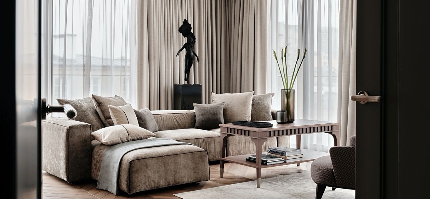 salon w apartamencie projektu Rolanda Stańczyka