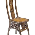 Eugenio Quarti, krzesło z drewna orzechowego zdobione ornamentami floralnymi, 1898 r.