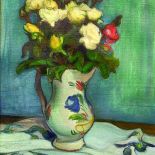 Władysław Ślewiński Żółte i czerwone róże w wazonie