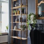 ciemne kolory ścian i złote dodatki w salonie