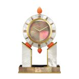 Zegar zdobiony masą perłową, diamentami i koralem, Asprey, I poł. XX w.