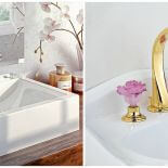 Bateria Konwalia i kwadratowa umywalka Anemon, DEANTE Gałki-róże, THG