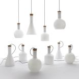 Benjamin Hubert- lampy Labware z dmuchanego szkła, zatkane portugalskim korkiem.