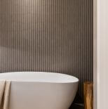 beżowa łazienka z drewnem