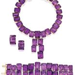 Biżuteria z 18-karatowego złota i ametystów zaprojektowana przez Williama Rusera dla Joan Crawford, 1940 r., www.sothebys.com