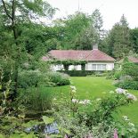 Choć ogród znajduje się w lesie, jest słoneczny i przestronny.