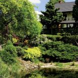 Dom tonie wśród bujnej zieleni, siedząc nad stawem możemy poczuć się jak na wakacjach.