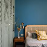 niebiesko zielona sypialnia