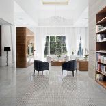 Dwa rodzaje marmuru, palisandrowy lakierowany fornir, czarny MDF.