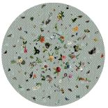 Nowoczesny okrągły dywan w kwiaty