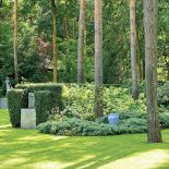 Działka, na ktorej stanął dom, była zalesiona. Dzięki temu właściciele mają w ogrodzie wysokie drzewa i liczne krzewy.