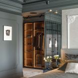 elegancka sypialnia w ciemnych kolorach