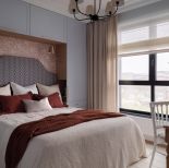 elegancka sypialnia w trzech kolorach