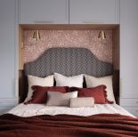 elegancka sypialnia bordowa z niebieskim