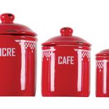 Fajansowy pojemnik na cukier (99 zł), kawę (79 zł) i herbatę (49 zł). COQLILA