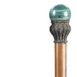 Gałka z malachitu i srebra, Niemcy lub Anglia, XIX w.