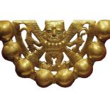 Peruwiańska złota grzechotka z wizerunkiem boga