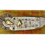 Ikona Zaśnięcie Bogurodzicy w paciorkowej sukience, Rosja XIX w.