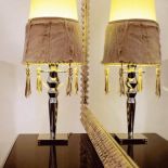 Isotta z kolekcji Visionnaire firmy Ipe Cavalli. Podstawa stalowa, abażur obszyty futrem i wykończony