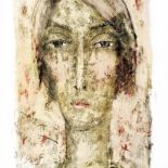 Iza Staręga Twarz , olej, pastel na papierze.