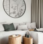 salonu w stylu japandi w mieszkaniu 38 m2