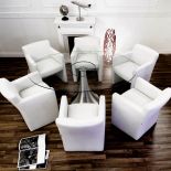 Kolekcja Classic Design: stół Grande Possibilita z aluminiową podstawą - 2809 zł, fotele Slow Food - od 1909 zł. HEDO DESIGN