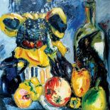 Kompozycja z owocami, butelką i lalką , Szymon Segal, cw 8 000 zł, REMPEX