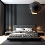 czarne lamele w sypialni