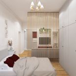 lamele w sypialni jako przepierzenie