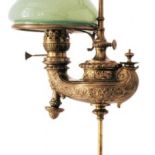 Lampa stołowa firmy Wild Wessel, zbiornik w kształcie lampy oliwnej, Berlin, II poł. XIX w., Muzeum Podkarpackie w