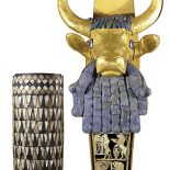 Lira z głową byka, ze złota, muszli i lapis-lazuli, 2650-2550 p.n.e., Irak, Muzeum Archeologii i