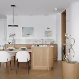 otwarta kuchnia w eleganckim mieszkaniu nad morzem