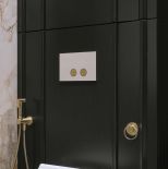 czarna łazienka ze złotymi dodatkami